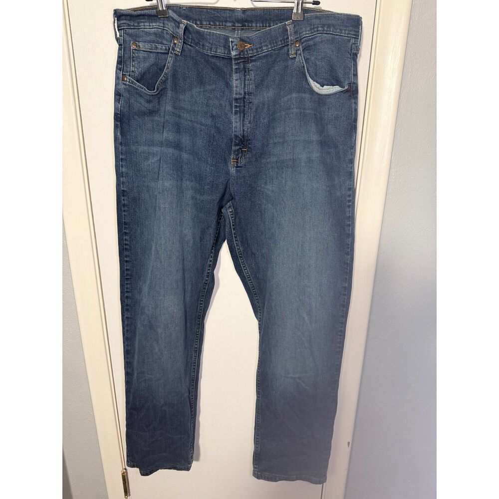 Wrangler Relaxed Fit Straight Leg Jeans 40x32 Stretch Denim Blue